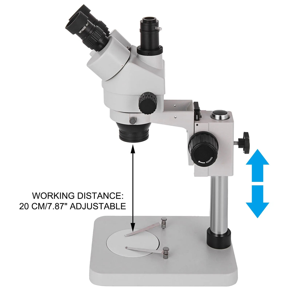 VEVOR Trinocular Stereo Microscope with Column Stand, 3.5–90× Magnification, 360° Rotating Head