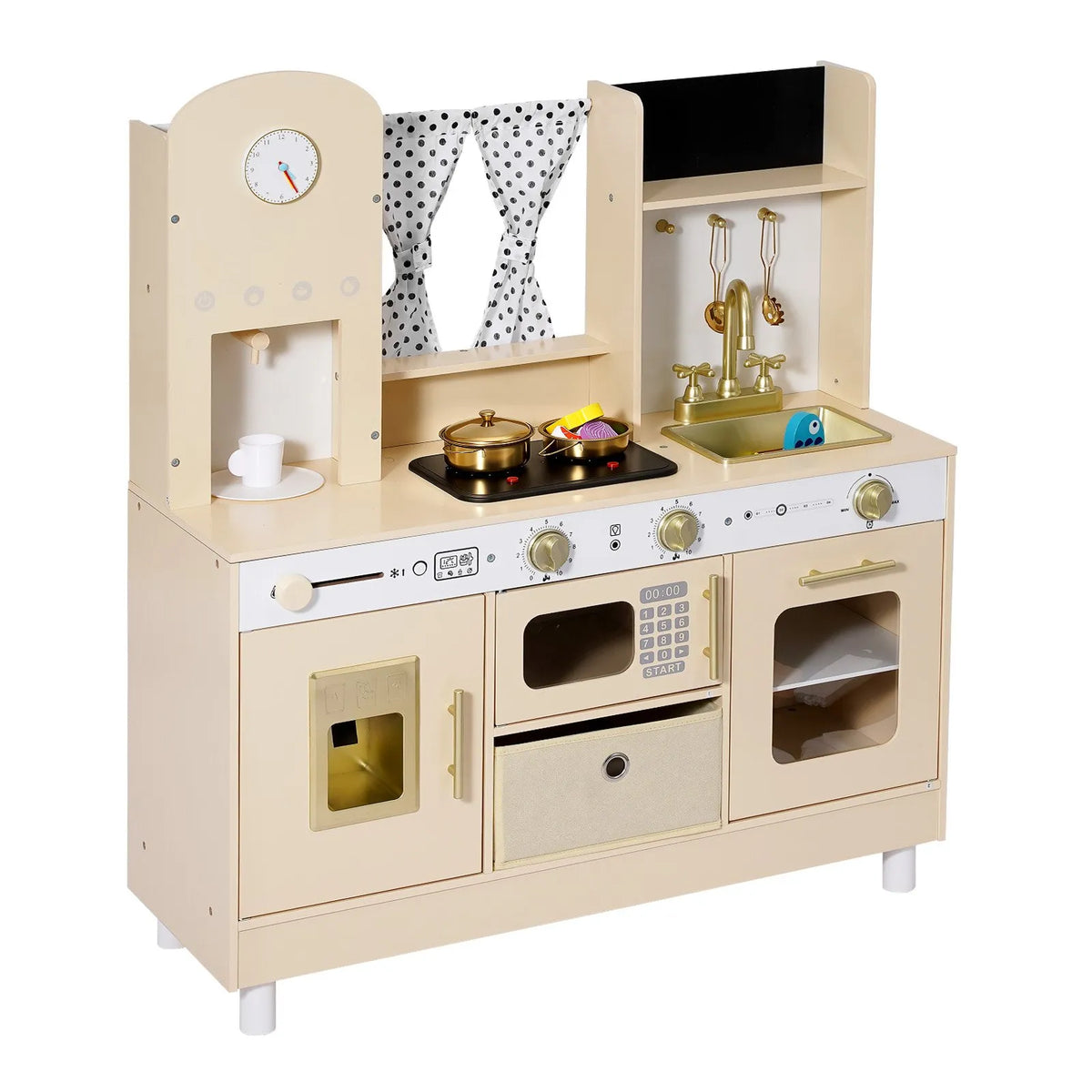 VEVOR Wooden Play Kitchen for Children 3–8 Years with Light, Sound, Ice Maker and Microwave Oven