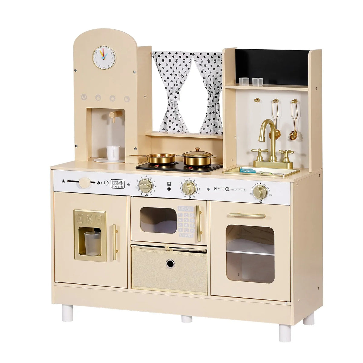 VEVOR Wooden Play Kitchen for Children 3–8 Years with Light, Sound, Ice Maker and Microwave Oven