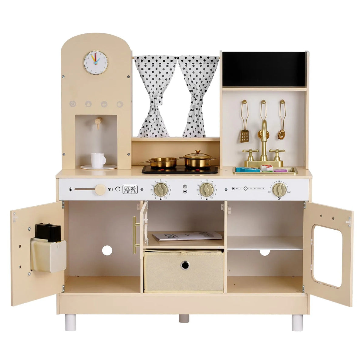 VEVOR Wooden Play Kitchen for Children 3–8 Years with Light, Sound, Ice Maker and Microwave Oven