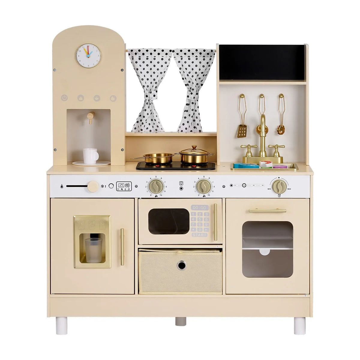 VEVOR Wooden Play Kitchen for Children 3–8 Years with Light, Sound, Ice Maker and Microwave Oven