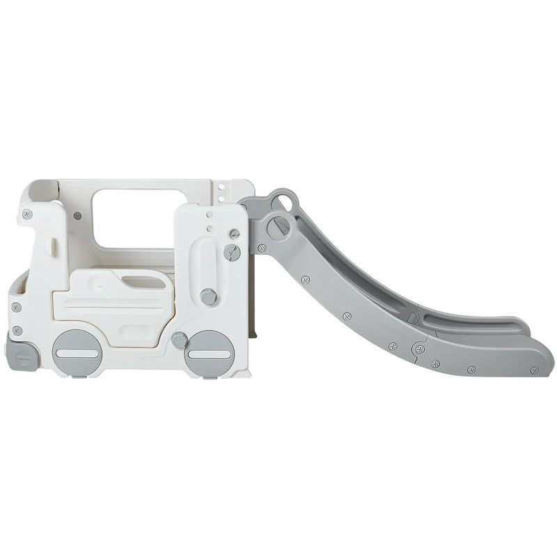 VEVOR bērnu slīdkalniņš mazuļiem vecumā no 1 līdz 12 gadiem ar kāpšanas kāpnēm un autobusa rotaļu namiņu, iekštelpu un āra slīdkalniņa rotaļu komplekts bērniem līdz 50 kg, ar paaugstinātām margām un neslīdošām virsmām