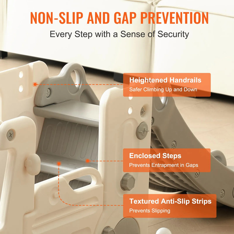 VEVOR bērnu slīdkalniņš mazuļiem vecumā no 1 līdz 12 gadiem ar kāpšanas kāpnēm un autobusa rotaļu namiņu, iekštelpu un āra slīdkalniņa rotaļu komplekts bērniem līdz 50 kg, ar paaugstinātām margām un neslīdošām virsmām