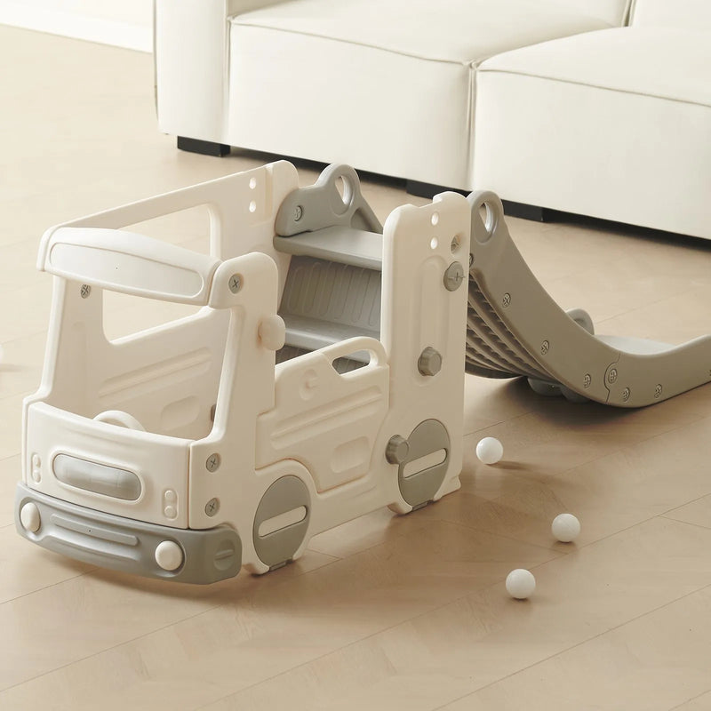 VEVOR bērnu slīdkalniņš mazuļiem vecumā no 1 līdz 12 gadiem ar kāpšanas kāpnēm un autobusa rotaļu namiņu, iekštelpu un āra slīdkalniņa rotaļu komplekts bērniem līdz 50 kg, ar paaugstinātām margām un neslīdošām virsmām