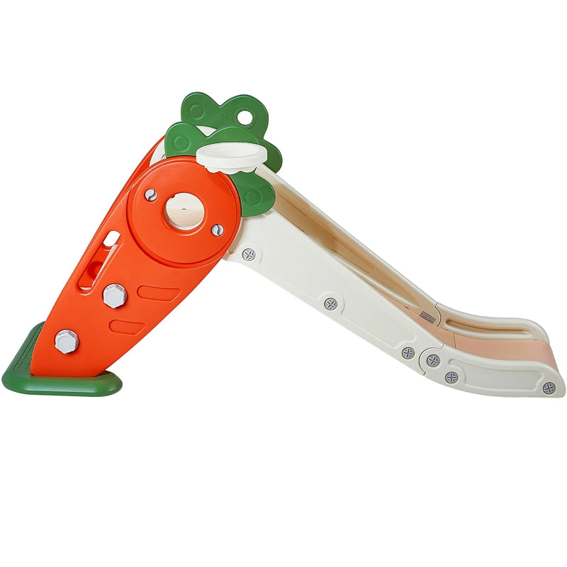 VEVOR bērnu slidkalniņš mazuļiem, vecumā no 1 līdz 12 gadiem, ar kāpšanas trepēm un basketbola grozu, iekštelpu un āra slidkalniņa rotaļu komplekts bērniem līdz 40 kg, ar paaugstinātām margām un neslīdošām virsmām