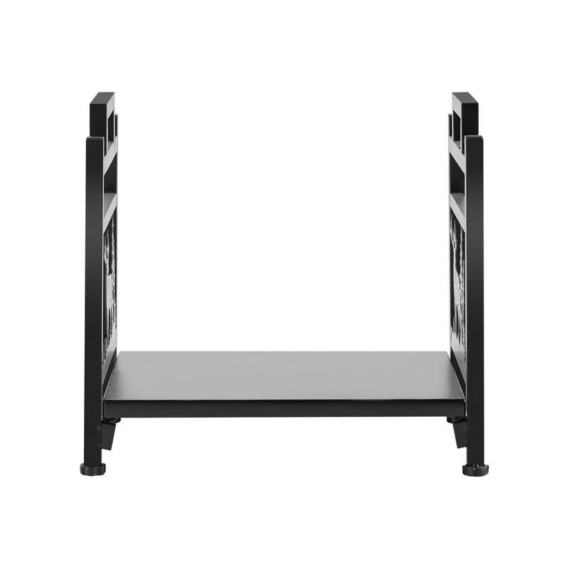 VEVOR iekštelpu malkas statīvs, 45 cm izliekts malkas turētājs ar auduma malkas somu, kravnesība līdz 18 kg, pulverkrāsota tērauda konstrukcija, malkas uzglabāšanai pie kamīna