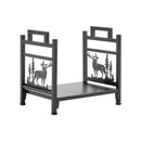 VEVOR iekštelpu malkas statīvs, 45 cm izliekts malkas turētājs ar auduma malkas somu, kravnesība līdz 18 kg, pulverkrāsota tērauda konstrukcija, malkas uzglabāšanai pie kamīna