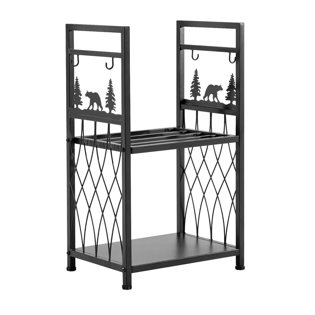 VEVOR Indoor Firewood Rack, 45.5 cm Two-Tier Firewood Holder with Fireplace Tools (Brush, Shovel, Poker, Tongs), Reinforced Construction, Load Capacity up to 181 kg, for Firewood Storage by Fireplace or Fire Pit