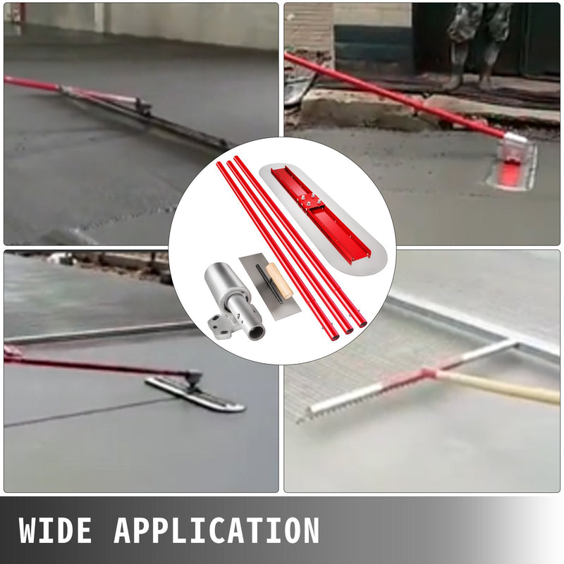 VEVOR manganēna tērauda betona līdzinātājs 1200x300 mm ar rokturi un stiprinājumu - profesionāls cementa apdares instruments