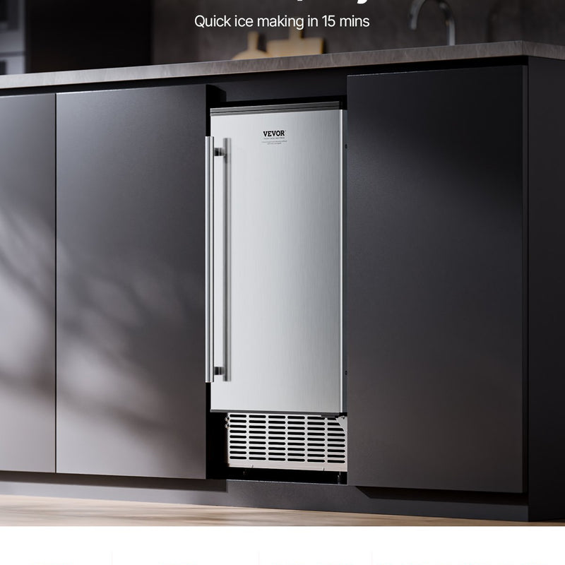 VEVOR iebūvējamā ledus mašīna 36 kg/dienā ar maināmajām durvīm