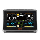 Iekštelpu un āra laikapstacija ar 19 cm krāsu displeju, bezvadu digitālā mājas laikapstacija ar sensoru, atomlaika pulksteni, regulējamu fona apgaismojumu, prognožu datiem, kalendāru, trauksmes un brīdinājuma funkcijām (bez Wi-Fi)