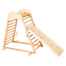 VEVOR iekštelpu rotaļu laukums–džungļu rāmis, 4-in-1 koka kāpšanas rotaļlieta bērniem, Montessori tipa kāpelēšanas komplekts ar klinšu kāpšanas sienu, slidkalniņu, koka kāpnēm un vingrošanas riņķiem, slodze līdz 100 kg