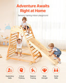 VEVOR iekštelpu rotaļu laukums–džungļu rāmis, 4-in-1 koka kāpšanas rotaļlieta bērniem, Montessori tipa kāpelēšanas komplekts ar klinšu kāpšanas sienu, slidkalniņu, koka kāpnēm un vingrošanas riņķiem, slodze līdz 100 kg