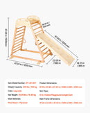 VEVOR iekštelpu rotaļu laukums–džungļu rāmis, 4-in-1 koka kāpšanas rotaļlieta bērniem, Montessori tipa kāpelēšanas komplekts ar klinšu kāpšanas sienu, slidkalniņu, koka kāpnēm un vingrošanas riņķiem, slodze līdz 100 kg