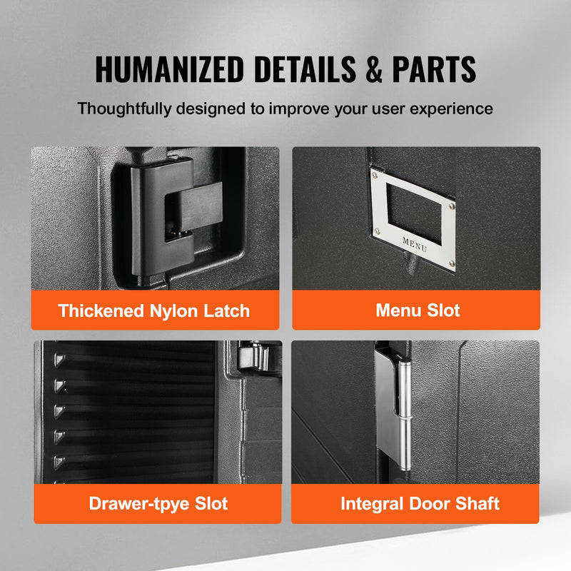 VEVOR izolēta pārtikas kaste, 103 l, karstā pārtikas nesējs ēdināšanai, LLDPE ar dubultajām siksnām un riteņiem