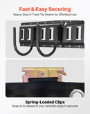 VEVOR E-Track nostiprināšanas sliežu komplekts, 4 gab., 0,4 m E-Track sliedes, 2 U veida āķi, 2 instrumentu turētāji, 2 sliežu plauktu kronšteini, 2 riepu turētāji, 2 kabeļu glabāšanas riņķi, 8 gala vāciņi un 1 soma, piemērots furgoniem un piekabēm