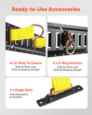 VEVOR E-Track nostiprināšanas sliežu komplekts, 4 gab., 0,6 m E-Track sliedes, 20 daļas: 2 siksnas ar sprādzi, 4 O-gredzeni, 4 D-gredzenu stiprinājumi, 2 vienas atveres turētāji, 8 gala vāciņi, piemērots garāžām, furgoniem un piekabēm