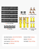 VEVOR E-Track nostiprināšanas sliežu komplekts, 4 gab., 0,6 m E-Track sliedes, 20 daļas: 2 siksnas ar sprādzi, 4 O-gredzeni, 4 D-gredzenu stiprinājumi, 2 vienas atveres turētāji, 8 gala vāciņi, piemērots garāžām, furgoniem un piekabēm