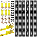 VEVOR E-Track nostiprināšanas sliežu komplekts, 6 gab., 1,5 m E-Track sliedes, 26 daļas, ieskaitot 2 siksnas ar sprādzi, 6 O gredzenus, 6 D gredzenu stiprinājumus un 12 gala vāciņus, piemērots garāžām, furgoniem, piekabēm un motocikliem