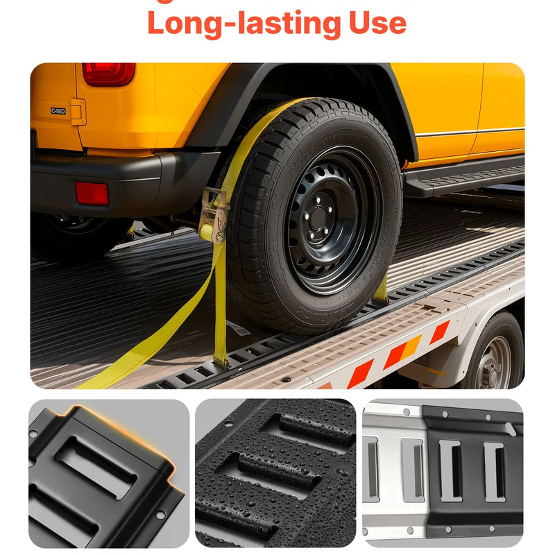 VEVOR E-Track nostiprināšanas sliežu komplekts, 6 gab., 1,5 m E-Track sliedes, 26 daļas, ieskaitot 2 siksnas ar sprādzi, 6 O gredzenus, 6 D gredzenu stiprinājumus un 12 gala vāciņus, piemērots garāžām, furgoniem, piekabēm un motocikliem