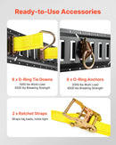 VEVOR E-Track nostiprināšanas sliežu komplekts, 8 gab. (1,5 m+1,2 m+0,6 m+0,3 m), 36 daļas: 2 siksnas ar sprādzi, 8 O-gredzeni, 8 D-gredzenu stiprinājumi, 2 vienas atveres turētāji, 16 gala vāciņi, piemērots furgoniem un piekabēm