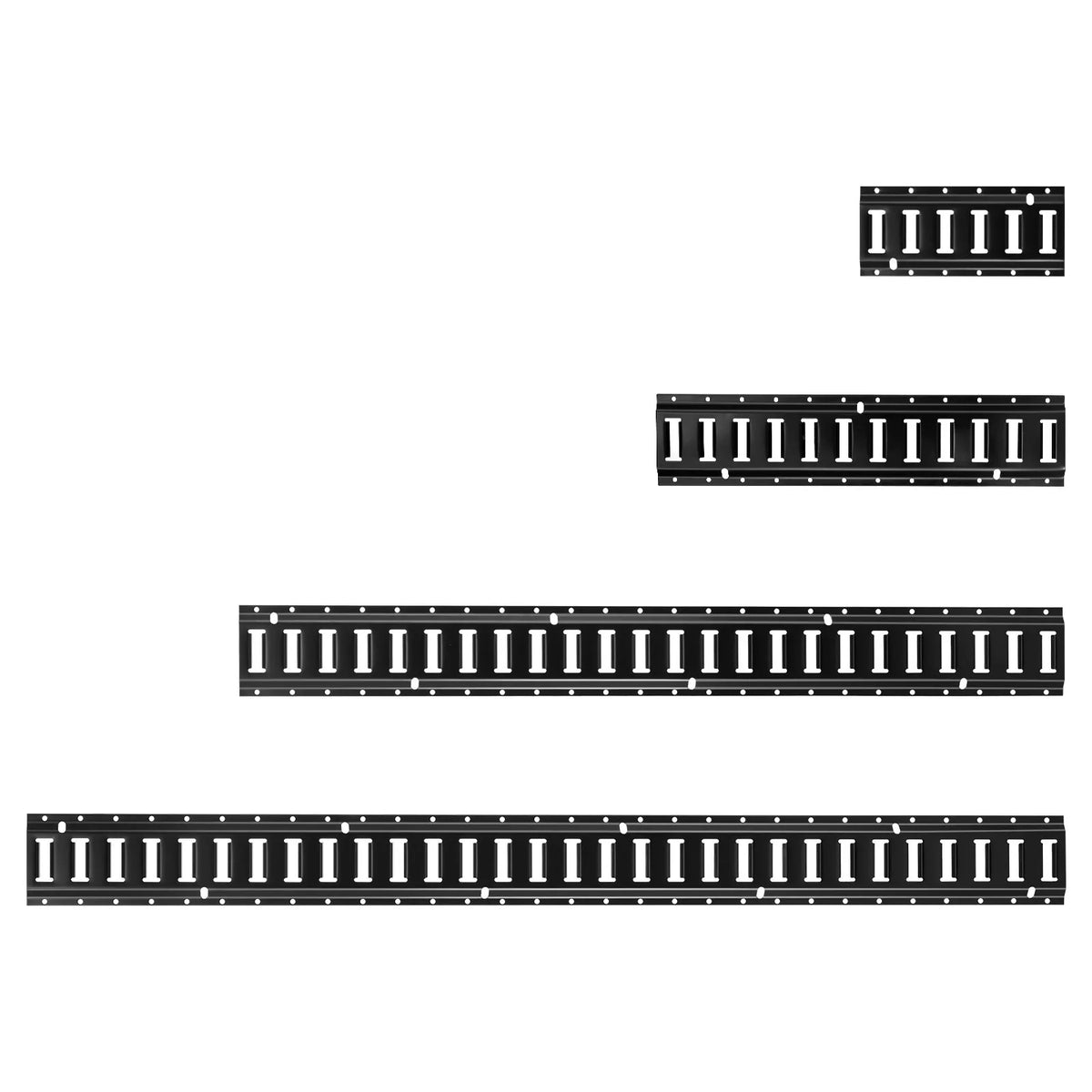 VEVOR E-Track Fastening Rail Kit, 8 pcs (1.5 m+1.2 m+0.6 m+0.3 m), 36 Parts: 2 Straps with Buckles, 8 O-Rings, 8 D-Ring Fasteners, 2 Single-Hole Holders, 16 End Caps, Suitable for Vans and Trailers