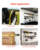 VEVOR E-Track nostiprināšanas sliežu komplekts, 4 gab., 2,3 m E-Track sliedes, 26 daļas: 2 siksnas ar sprādzi, 8 O-gredzeni, 8 D-gredzenu stiprinājumi, 8 gala vāciņi, piemērots garāžām, furgoniem, piekabēm un motocikliem