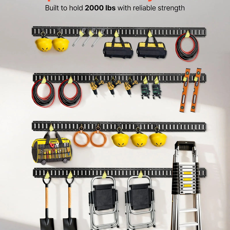 VEVOR E-Track nostiprināšanas sliedes, 4 gab., 2,3 m sliedes, nodrošina kravas un smagu priekšmetu nostiprināšanu līdz 909 kg, piemērots garāžām, furgoniem, motociklu un ATV stiprinājumiem