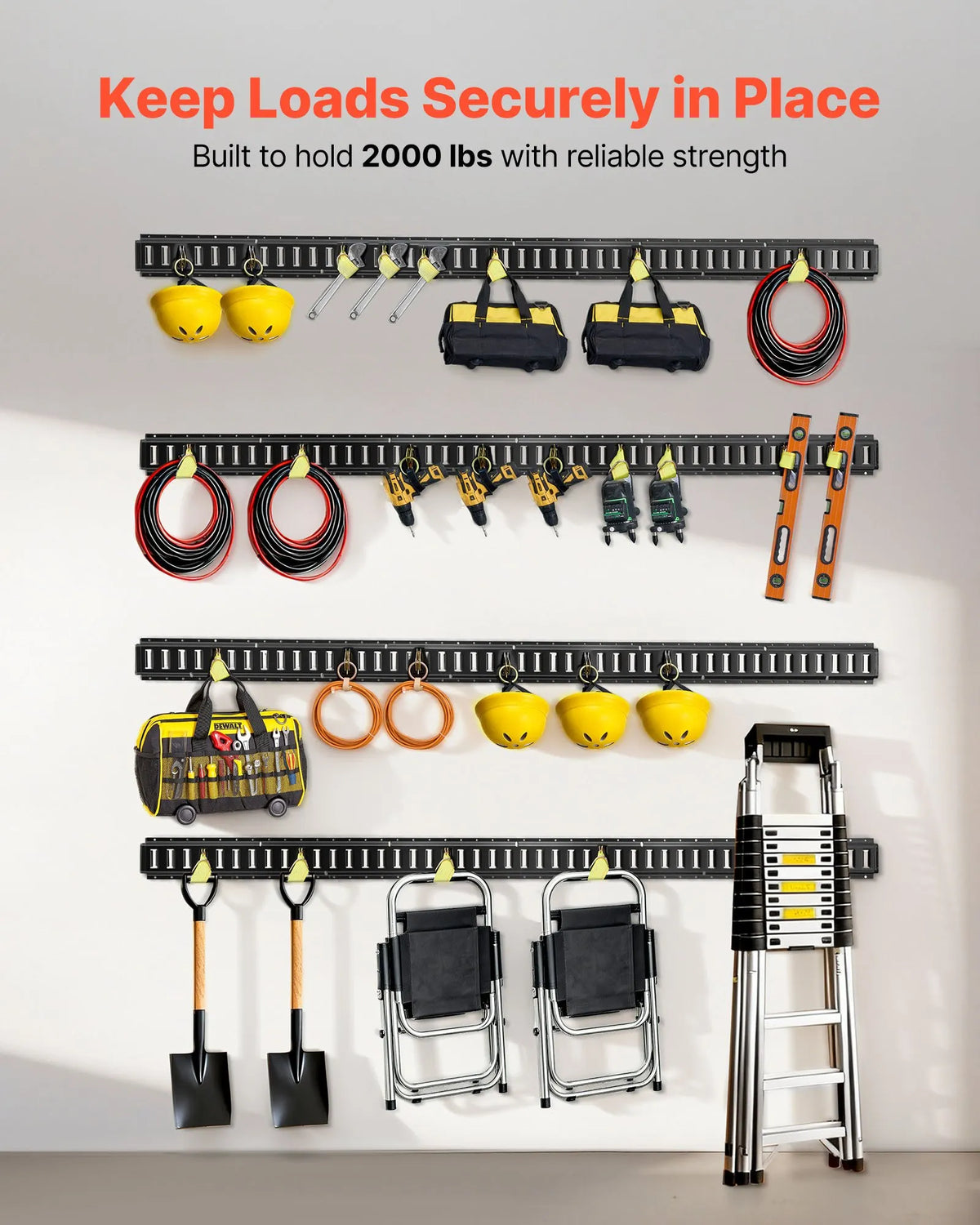 VEVOR E-Track Mounting Rails, 4 Pieces, 2.3 m Rails, Secure Cargo and Heavy Items up to 909 kg, Suitable for Garages, Vans, Motorcycle and ATV Fastening