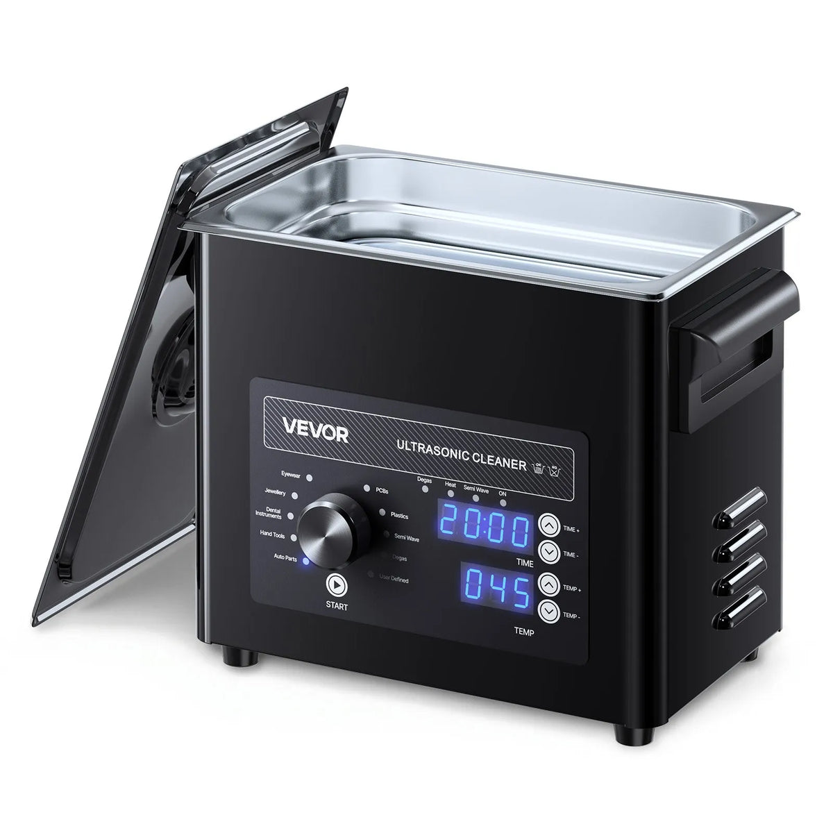 VEVOR 3 l Ultrasonic Cleaner, Professional Ultrasonic Cleaning Machine with Button Control, Stainless Steel Cleaning Equipment with Basket and Cleaning Ball, for Watches, Razors, Jewellery, Coins and More