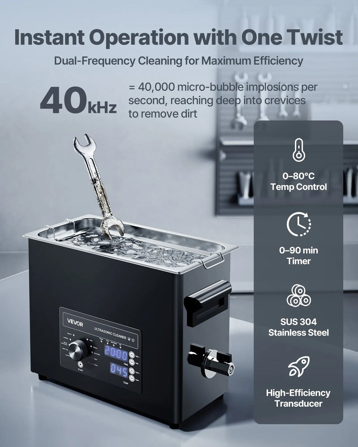 VEVOR 6 L Ultrasonic Cleaner, Professional Ultrasonic Cleaning Machine with Mechanical Control, Stainless Steel Cleaning Device with Basket and Cleaning Balls for Watches, Razors, Jewellery, Coins and Other Items