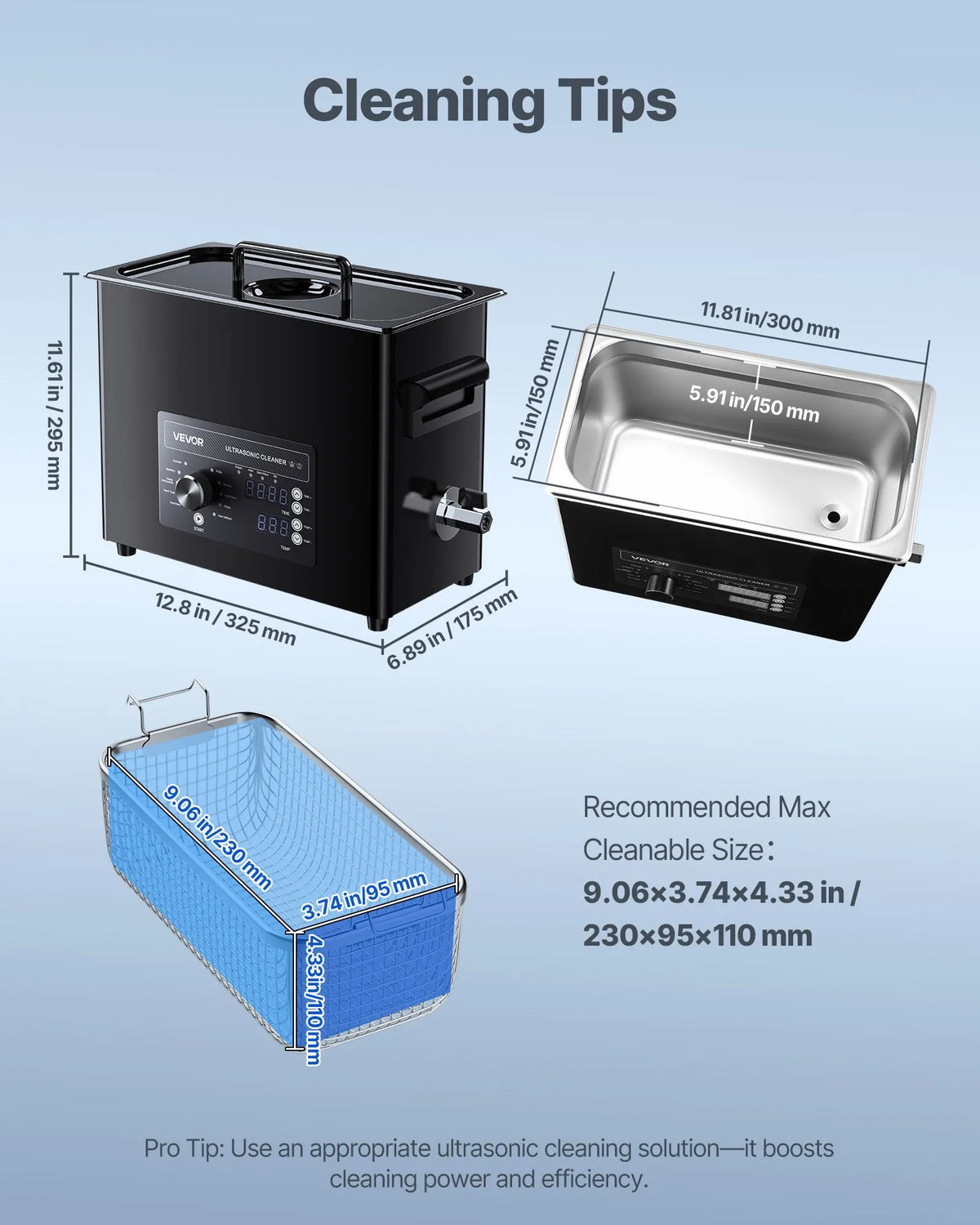 VEVOR 6 L Ultrasonic Cleaner, Professional Ultrasonic Cleaning Machine with Mechanical Control, Stainless Steel Cleaning Device with Basket and Cleaning Balls for Watches, Razors, Jewellery, Coins and Other Items