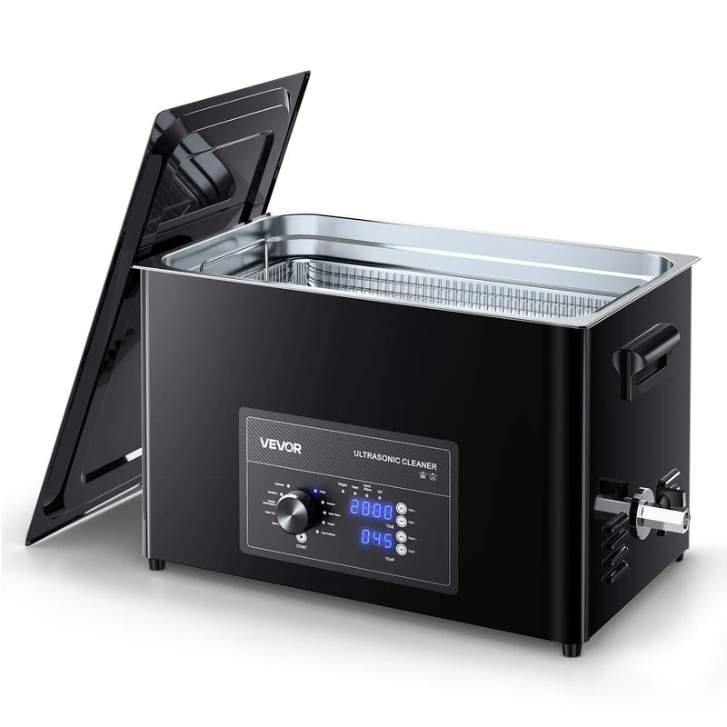 VEVOR 30 l ultraskaņas tīrītājs ar regulatora vadību, profesionāla nerūsējošā tērauda tīrīšanas iekārta ar grozu un tīrīšanas bumbiņu pulksteņiem, rotaslietām, monētām un citiem priekšmetiem