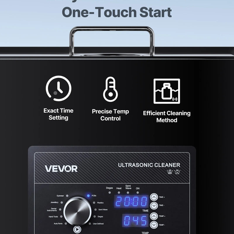 VEVOR 30 l ultraskaņas tīrītājs ar regulatora vadību, profesionāla nerūsējošā tērauda tīrīšanas iekārta ar grozu un tīrīšanas bumbiņu pulksteņiem, rotaslietām, monētām un citiem priekšmetiem