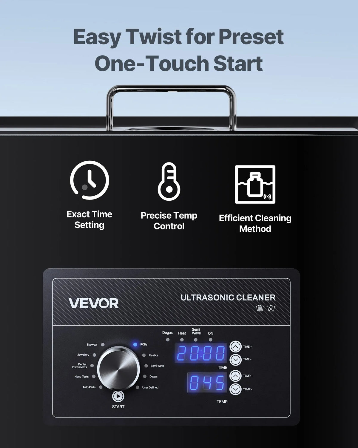 VEVOR 30 L Ultrasonic Cleaner with Timer Control, Professional Stainless Steel Cleaning Machine with Basket and Cleaning Balls for Watches, Jewellery, Coins and Other Items