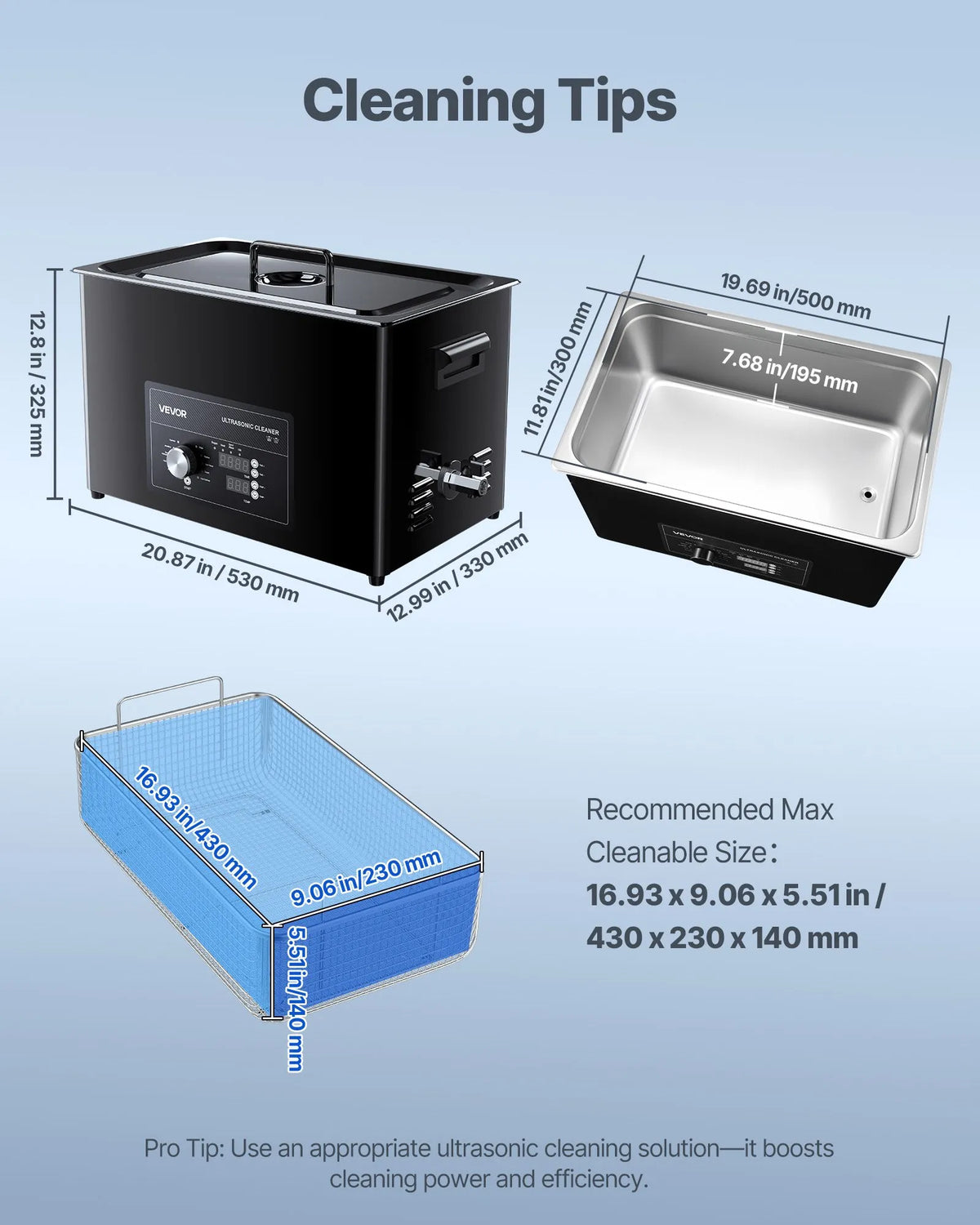 VEVOR 30 L Ultrasonic Cleaner with Timer Control, Professional Stainless Steel Cleaning Machine with Basket and Cleaning Balls for Watches, Jewellery, Coins and Other Items