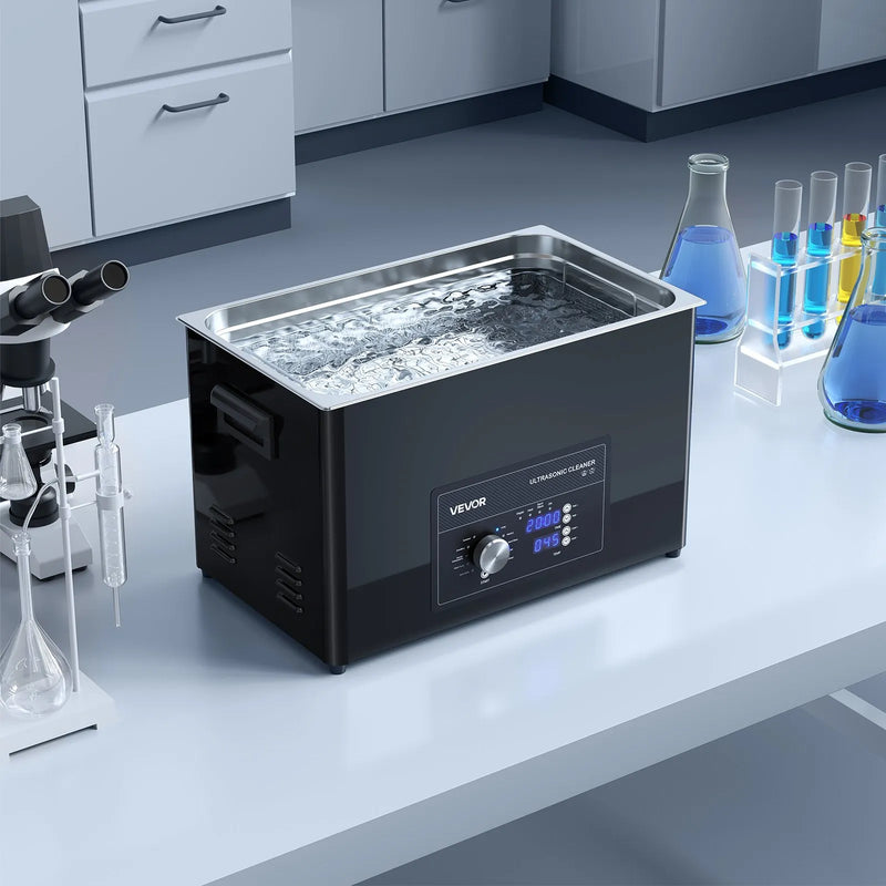 VEVOR 30 l ultraskaņas tīrītājs ar regulatora vadību, profesionāla nerūsējošā tērauda tīrīšanas iekārta ar grozu un tīrīšanas bumbiņu pulksteņiem, rotaslietām, monētām un citiem priekšmetiem