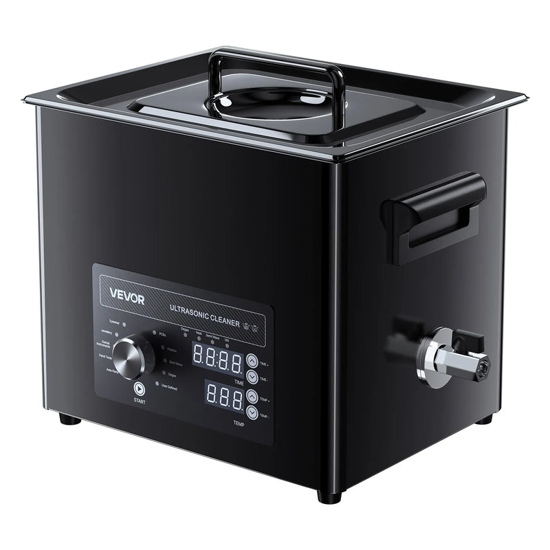 VEVOR 10 l ultraskaņas tīrītājs, profesionāla ultraskaņas tīrīšanas iekārta ar mehānisku vadību, nerūsējošā tērauda tīrīšanas ierīce ar grozu un tīrīšanas bumbiņu pulksteņiem, skuvekļiem, rotaslietām, monētām un citiem priekšmetiem