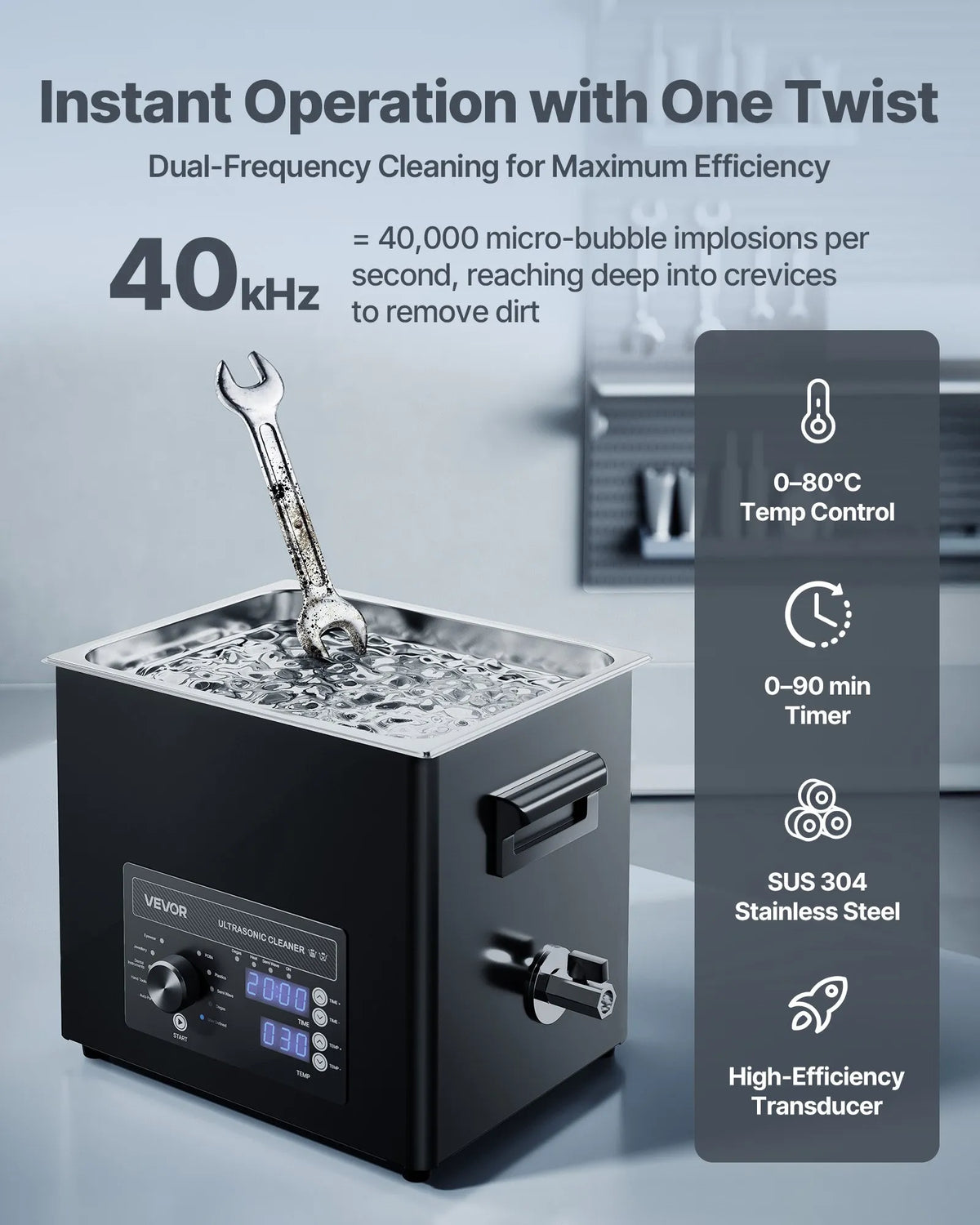 VEVOR 10 l Ultrasonic Cleaner, Professional Ultrasonic Cleaning Machine with Manual Control, Stainless Steel Cleaning Device with Basket and Cleaning Balls for Watches, Razors, Jewellery, Coins and Other Items