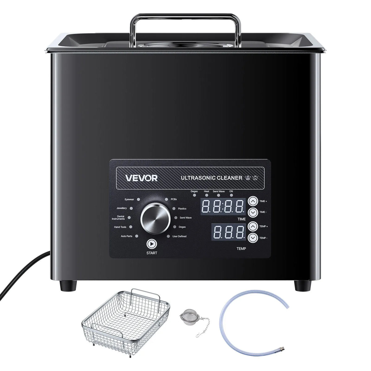 VEVOR 10 l Ultrasonic Cleaner, Professional Ultrasonic Cleaning Machine with Manual Control, Stainless Steel Cleaning Device with Basket and Cleaning Balls for Watches, Razors, Jewellery, Coins and Other Items