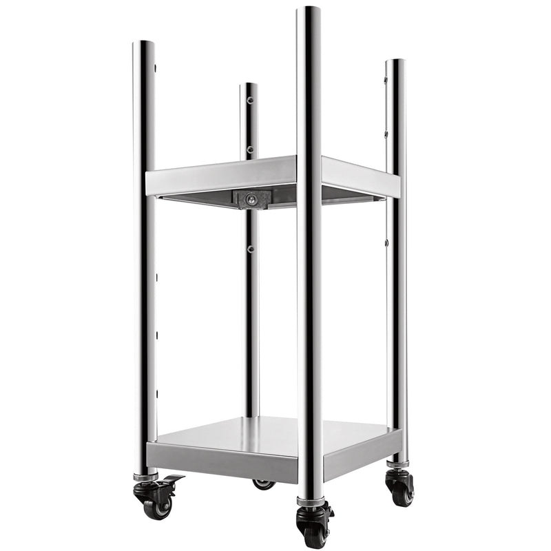 VEVOR rīsu sildītāja statīvs, 35,5 x 35,5 cm, nerūsējošais tērauds, ar diviem apakšplauktiem un riteņiem