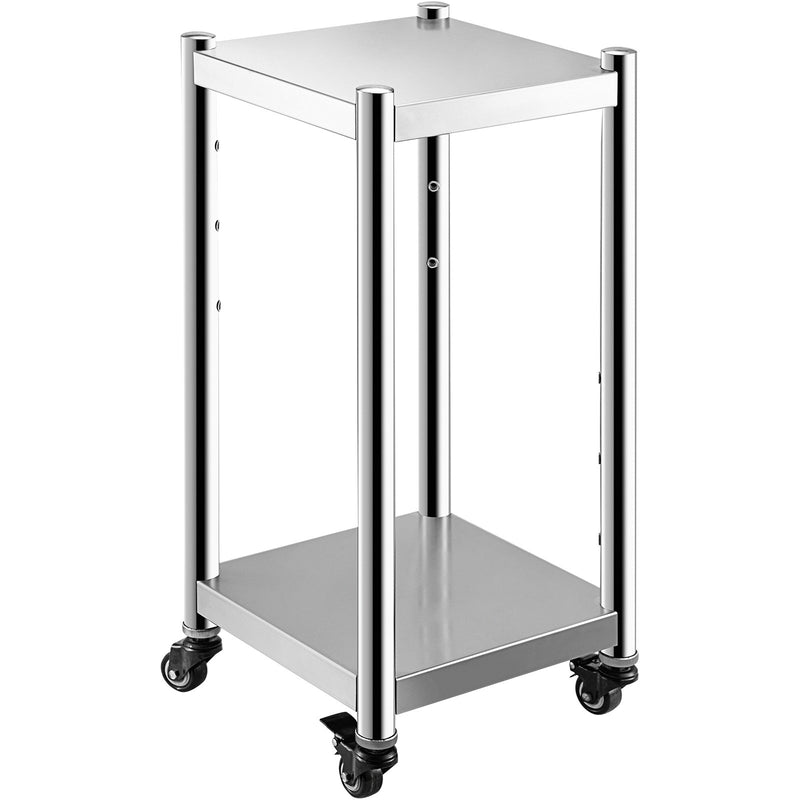 VEVOR rīsu sildītāja statīvs, 35,5 x 35,5 cm, nerūsējošais tērauds, ar diviem apakšplauktiem un riteņiem