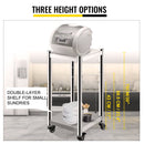 VEVOR rīsu sildītāja statīvs, 35,5 x 35,5 cm, nerūsējošais tērauds, ar diviem apakšplauktiem un riteņiem