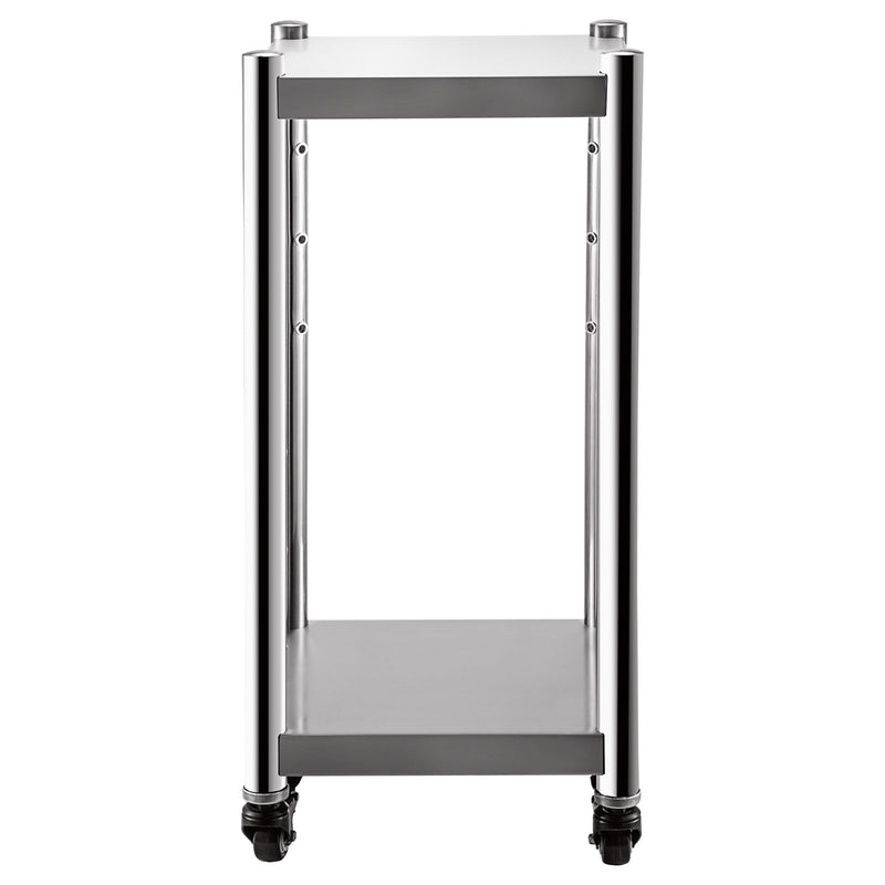 VEVOR rīsu sildītāja statīvs, 35,5 x 35,5 cm, nerūsējošais tērauds, ar diviem apakšplauktiem un riteņiem