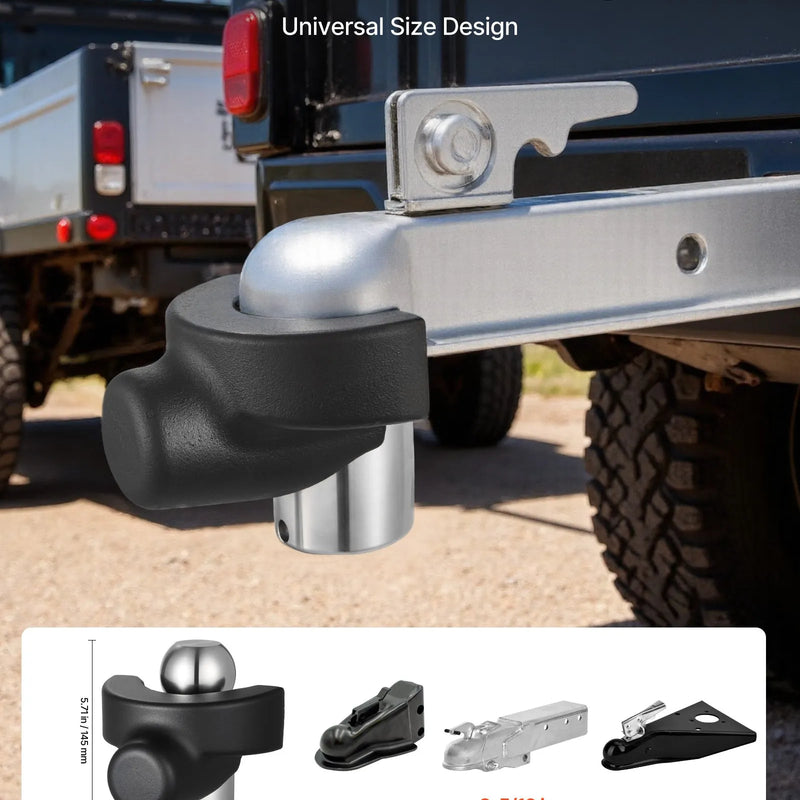 VEVOR piekabes sakabes slēdzene, saderīga ar 58,7 mm sakabēm, pastiprināta pretaizdzīšanas lodveida slēdzene ar 3 atslēgām, izturīga pret uzlaušanu un triecieniem, piemērota kemperiem, laivām, bezceļu transportlīdzekļiem un piekabēm