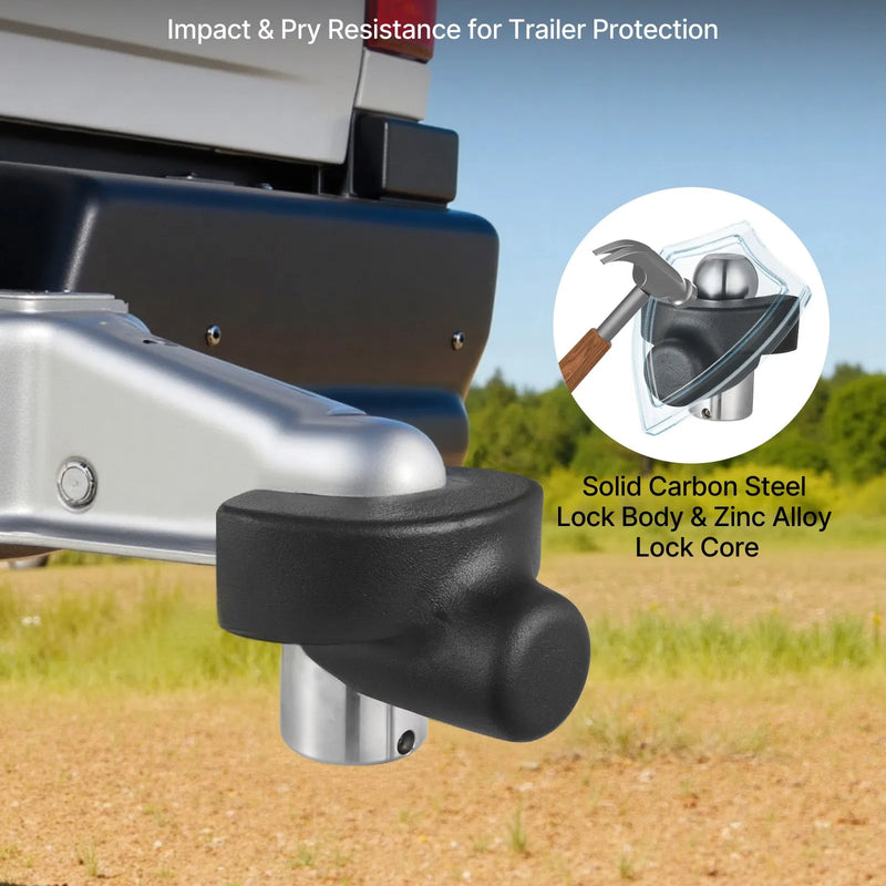 VEVOR piekabes sakabes slēdzene, saderīga ar 58,7 mm sakabēm, pastiprināta pretaizdzīšanas lodveida slēdzene ar 3 atslēgām, izturīga pret uzlaušanu un triecieniem, piemērota kemperiem, laivām, bezceļu transportlīdzekļiem un piekabēm
