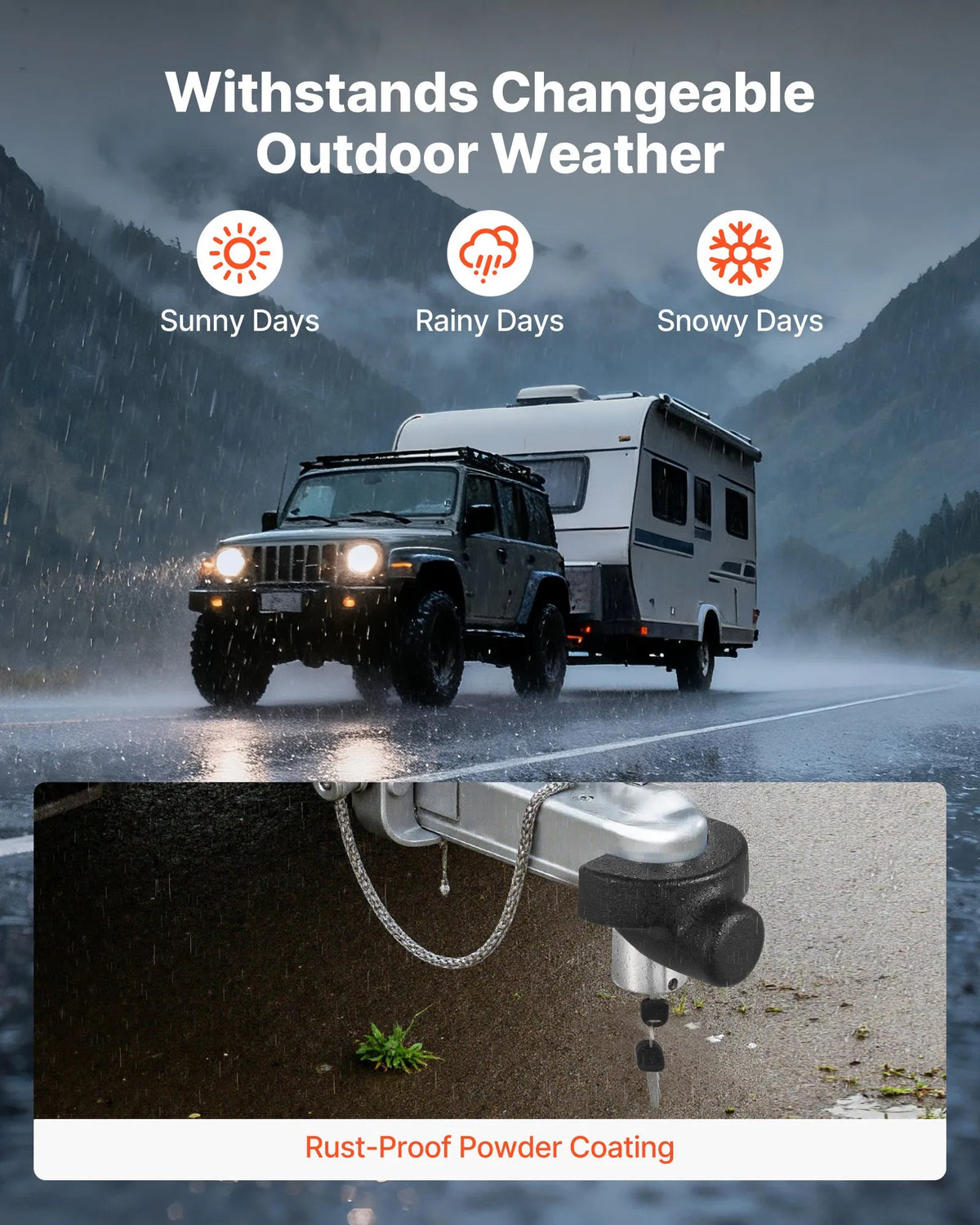 VEVOR Trailer Coupling Lock, Compatible with 58.7 mm Couplings, Reinforced Anti-Theft Ball Lock with 3 Keys, Resistant to Breaking and Impact, Suitable for Caravans, Boats, Off-Road Vehicles and Trailers