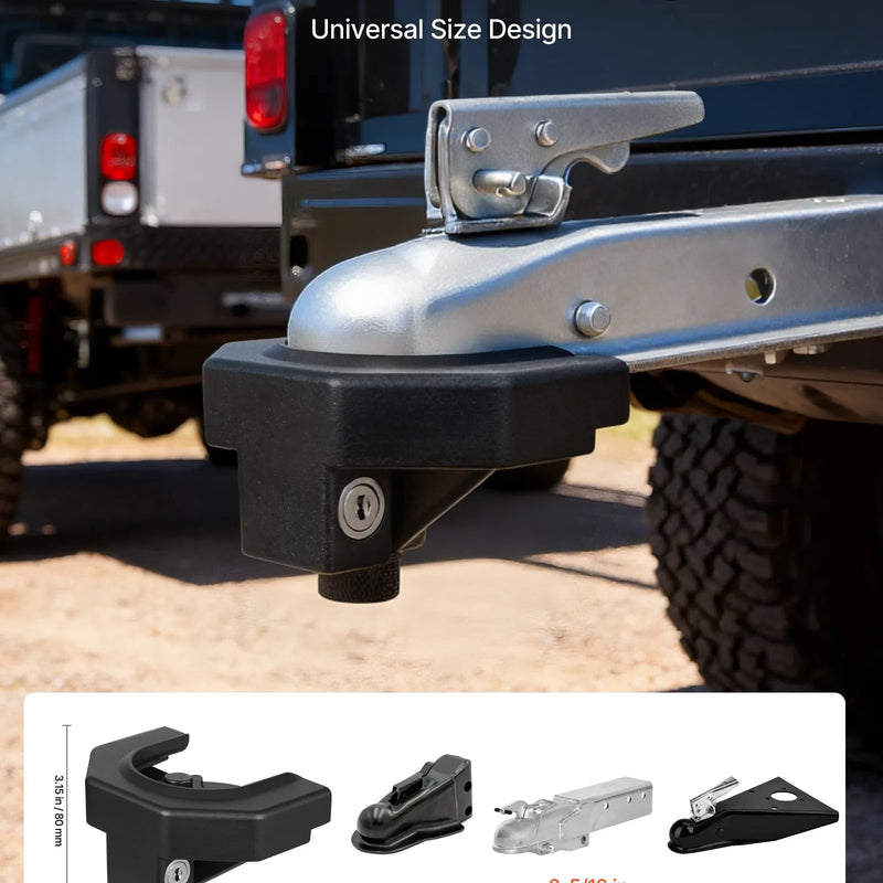 VEVOR piekabes sakabes slēdzenes komplekts, saderīgs ar 58,7 mm sakabēm, izturīga pretaizdzīšanas piekabes lodveida sakabes slēdzene ar 3 atslēgām un piekaramo slēdzeni, izturīga pret uzlaušanu un triecieniem, piemērota kemperiem, laivām un piekabēm