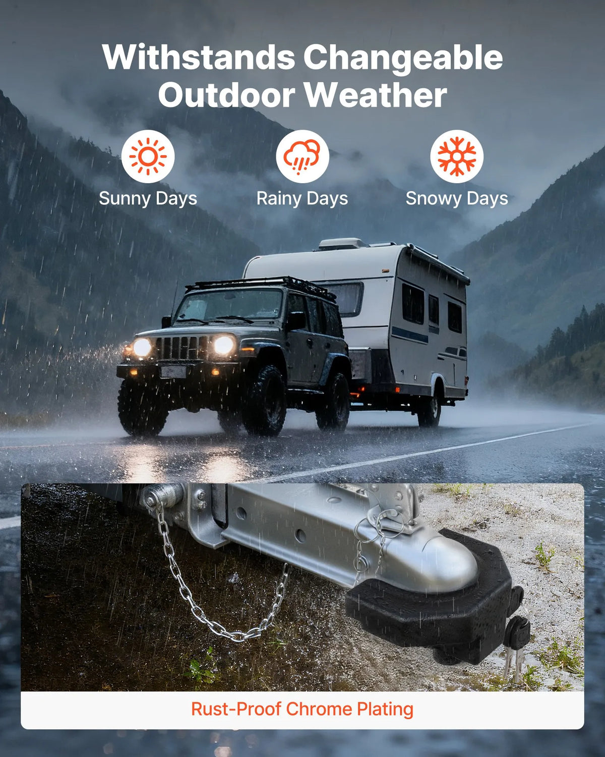 VEVOR Trailer Coupling Lock Set, Compatible with 58.7 mm Couplings, Durable Anti-Theft Trailer Ball Coupling Lock with 3 Keys and Padlock, Resistant to Breaking and Impact, Suitable for Caravans, Boats and Trailers