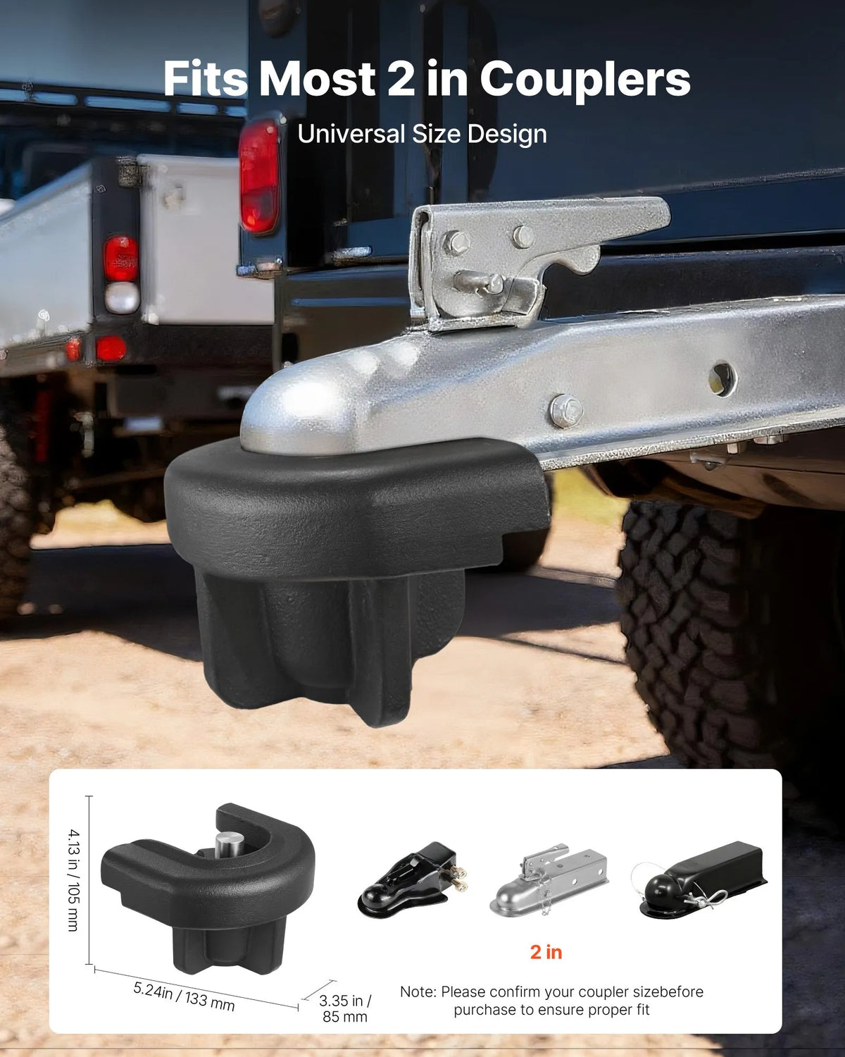 VEVOR Trailer Hitch Lock, Compatible with 50.8 mm Couplers, Reinforced Anti-Theft Ball Lock with 3 Keys, Resistant to Breaking and Impact, Suitable for Caravans, Boats, Off-Road Vehicles and Trailers